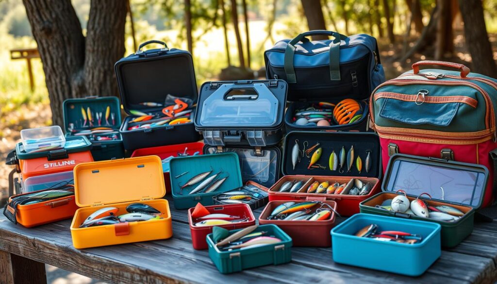 tackle boxes and bags