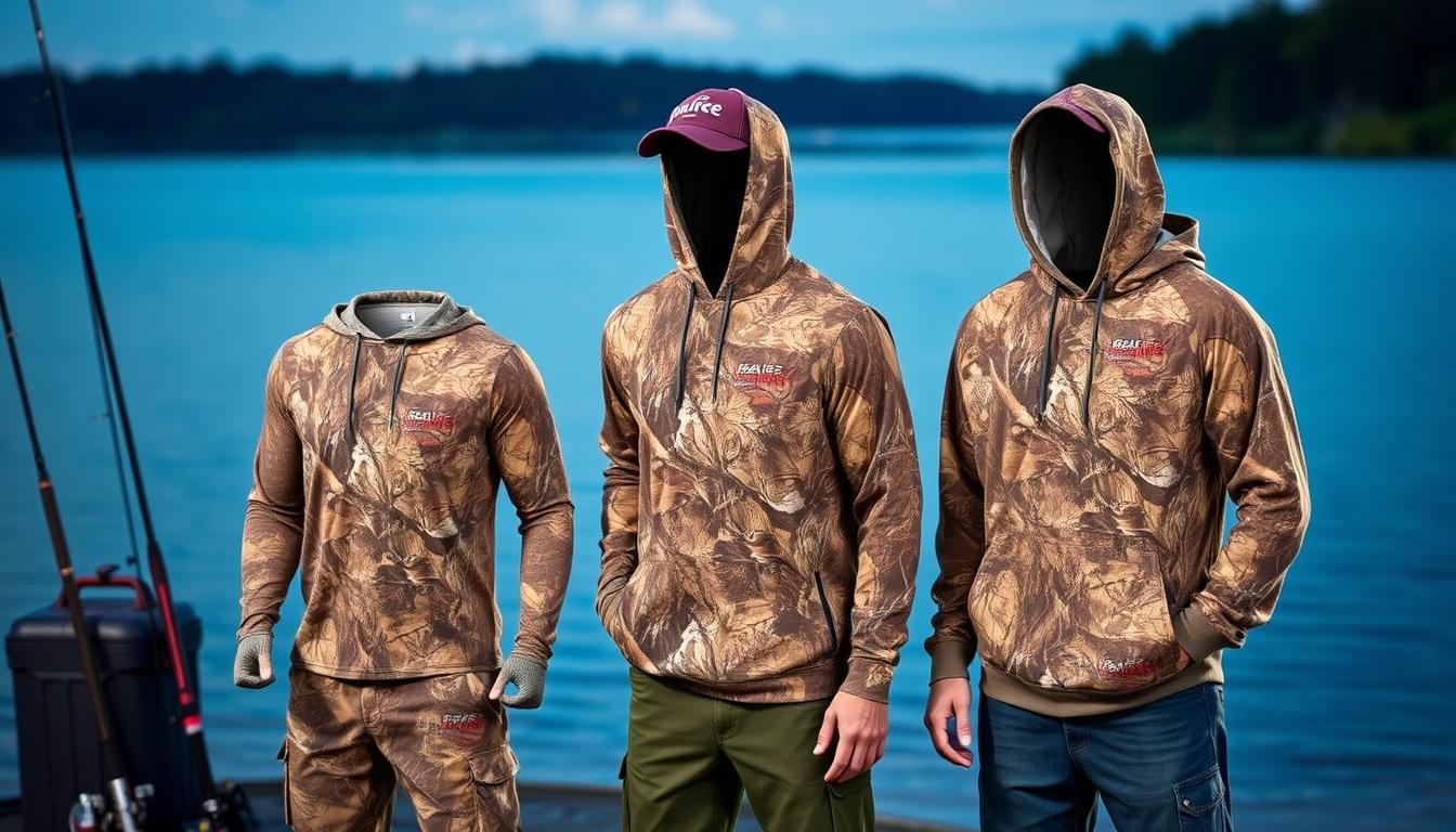 Realtree Men's Bass Fishing Camo UV Protection Shirts and Hoodies Long Sleeve